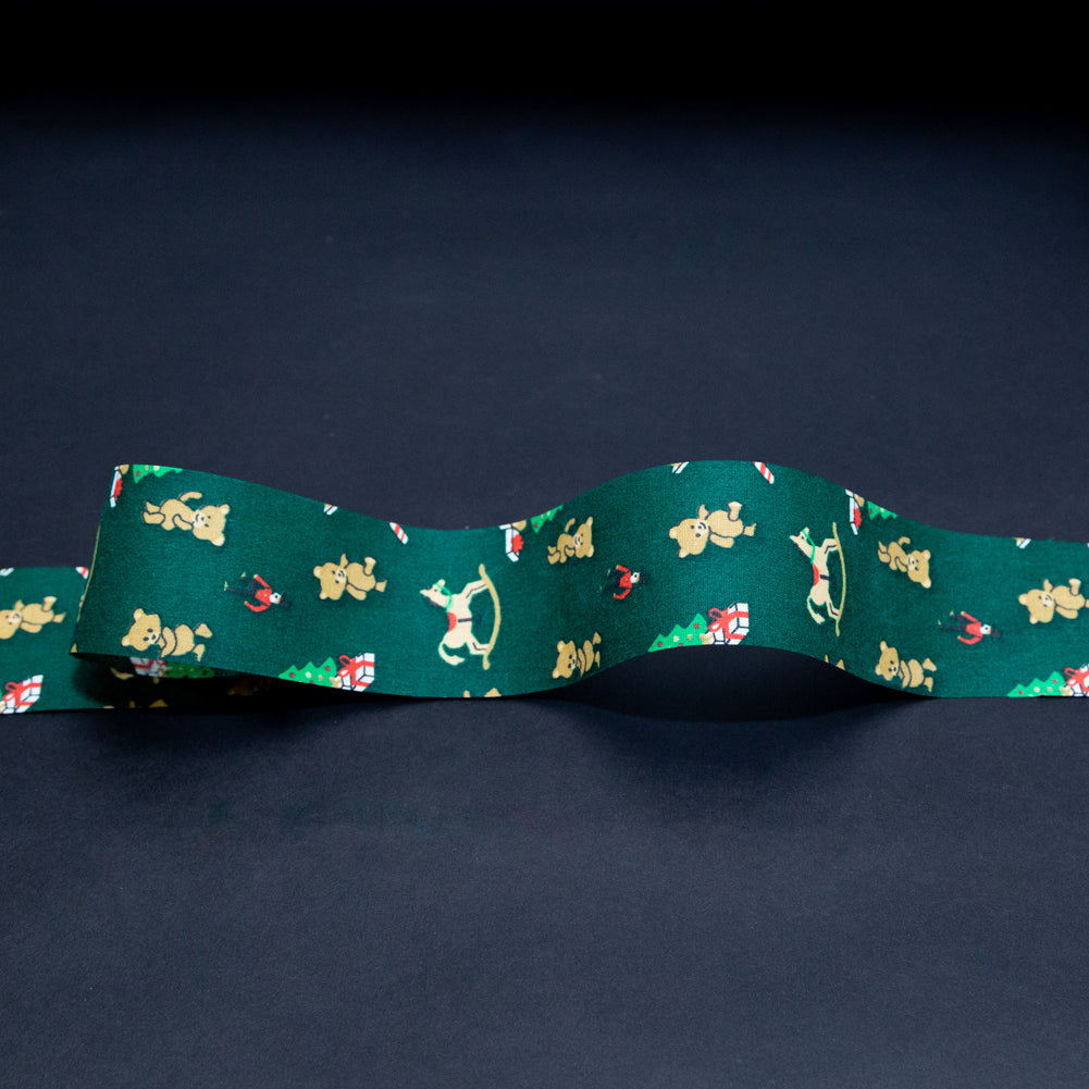 Green Christmas Toys Ribbon - 1.875