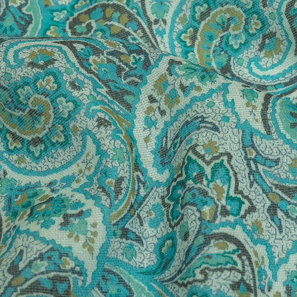 Cotton Gauze - Aqua Jacobean Paisley - Mood Exclusive Hypnotize Me Print - Joann Fabrics