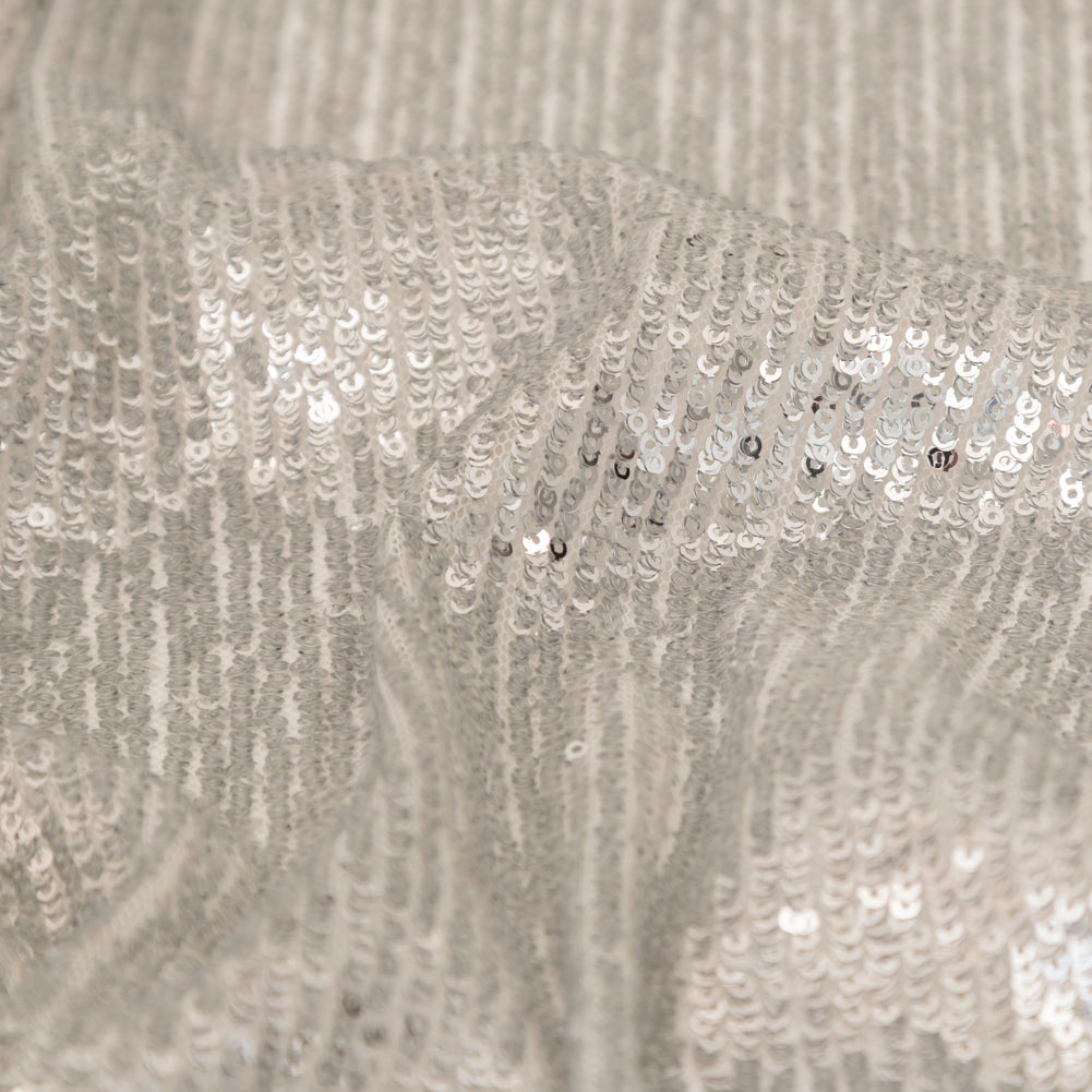 Silver Striped Circle Sequins over White Mesh - Joann Fabrics