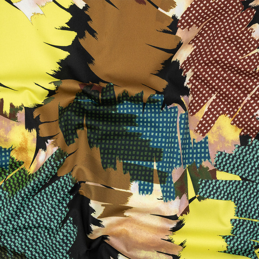 Mood Exclusive Mahogany and Mustard Pop Art Graffiti Stretch Cotton Sateen - Joann Fabrics
