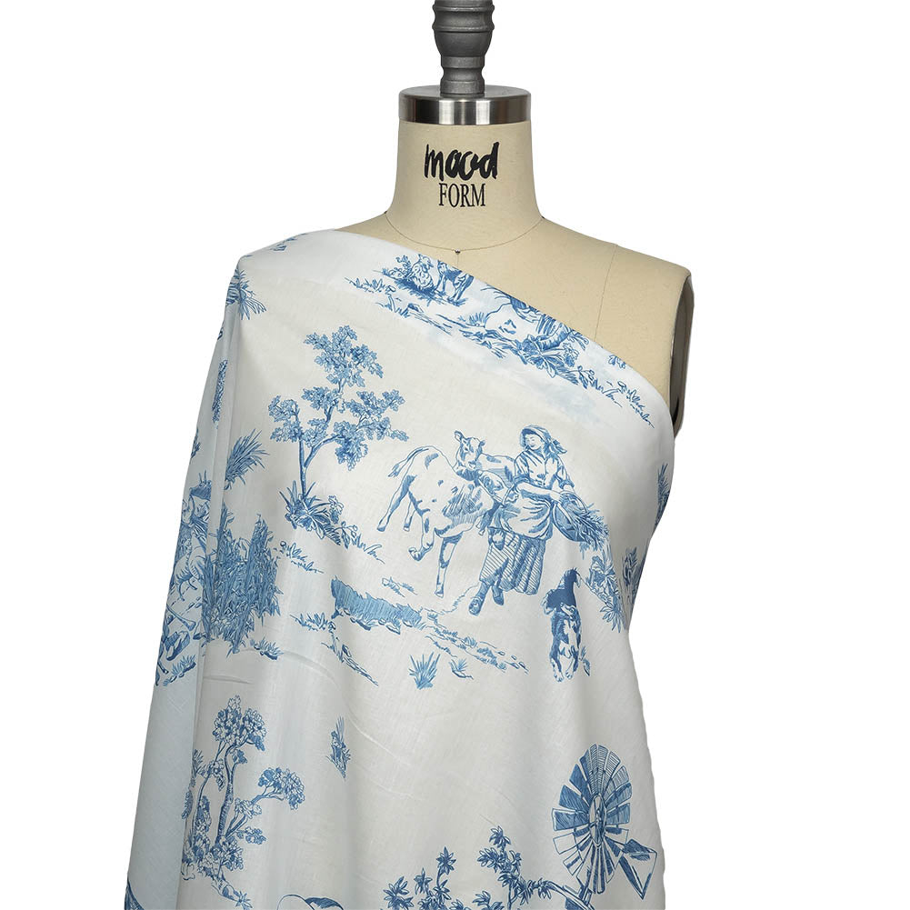 Cotton Voile - Cobalt and White Class Toile de Jouy - Joann Fabrics