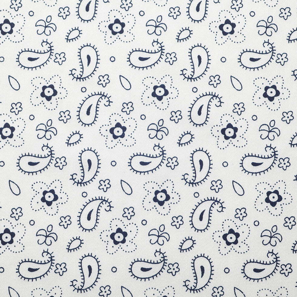 White/Navy Paisley Combed Cotton Sateen - Joann Fabrics