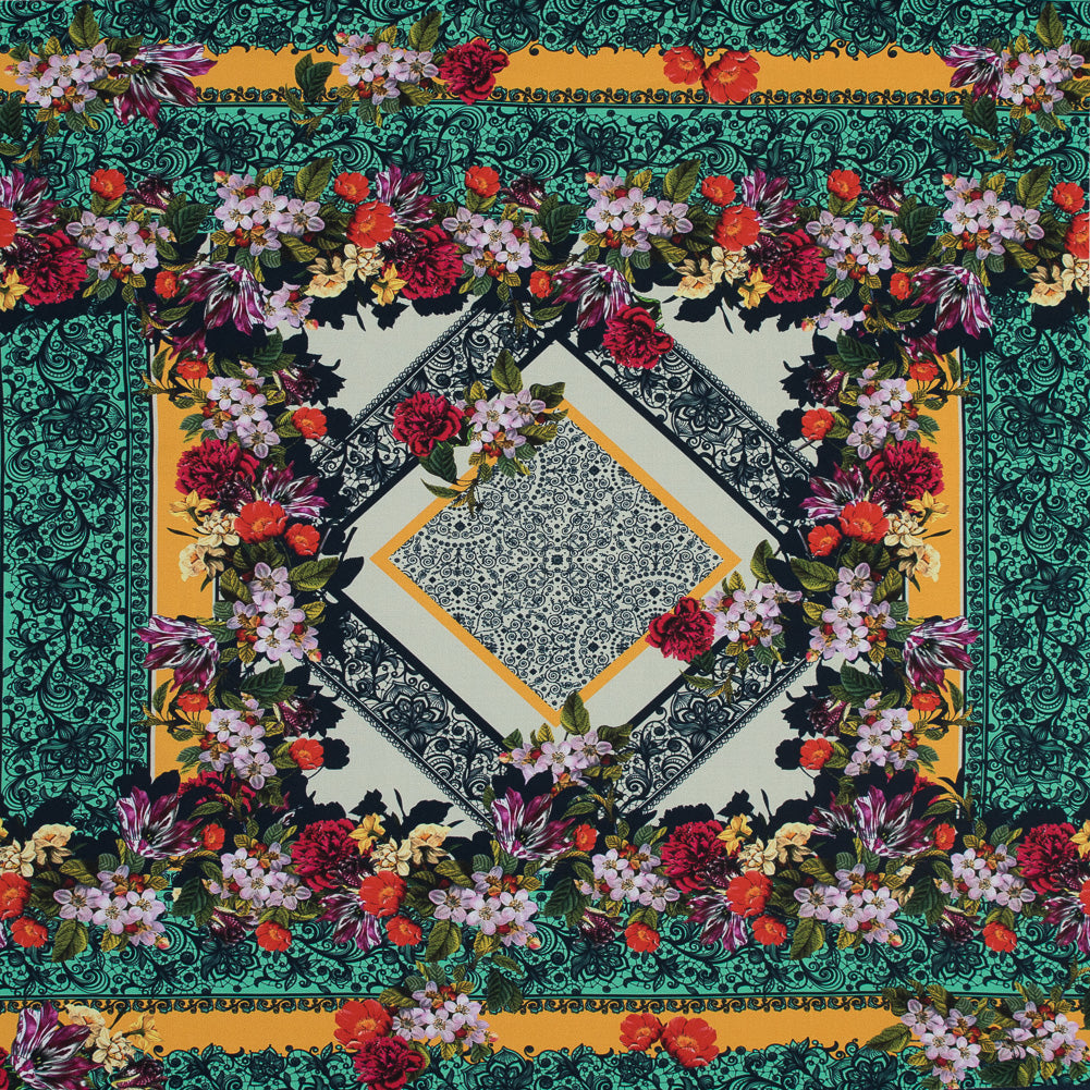 Organic Viscose Batiste Panel - Gamboge and Green Floral - Joann Fabrics