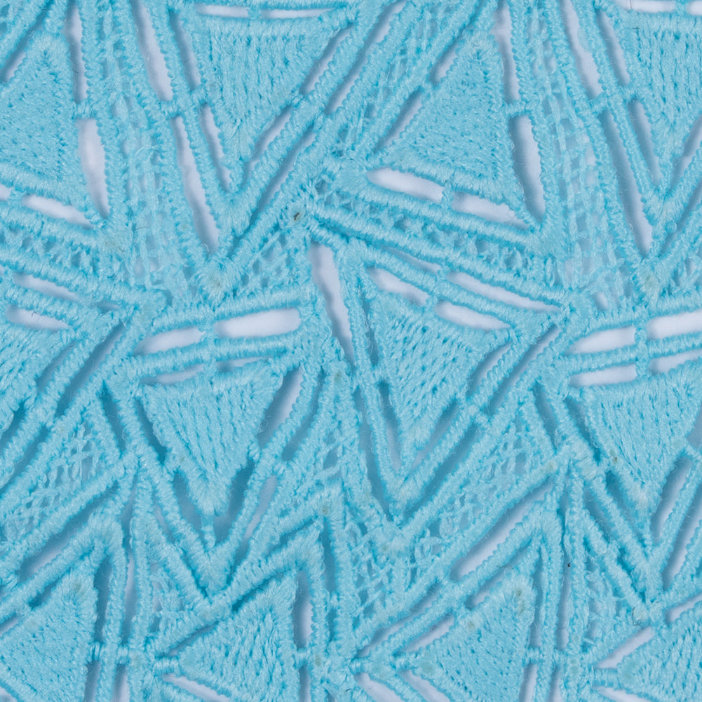 Light Turquoise Geometric Venise Lace Trim - 3.25