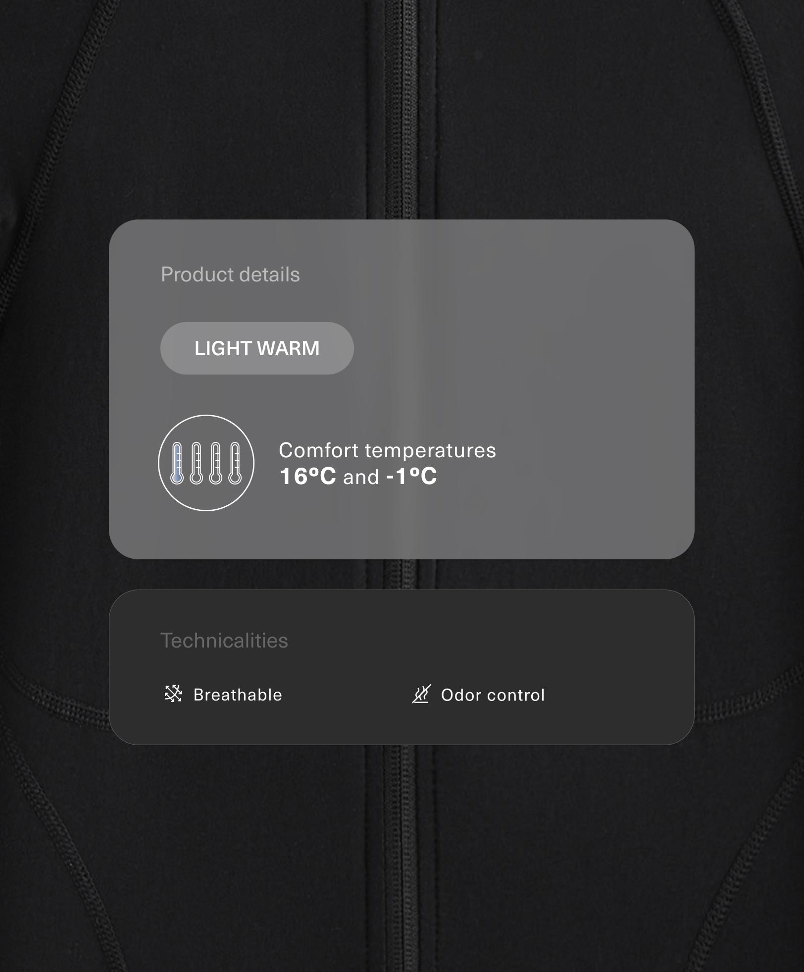 Light warm technical jacket with seams