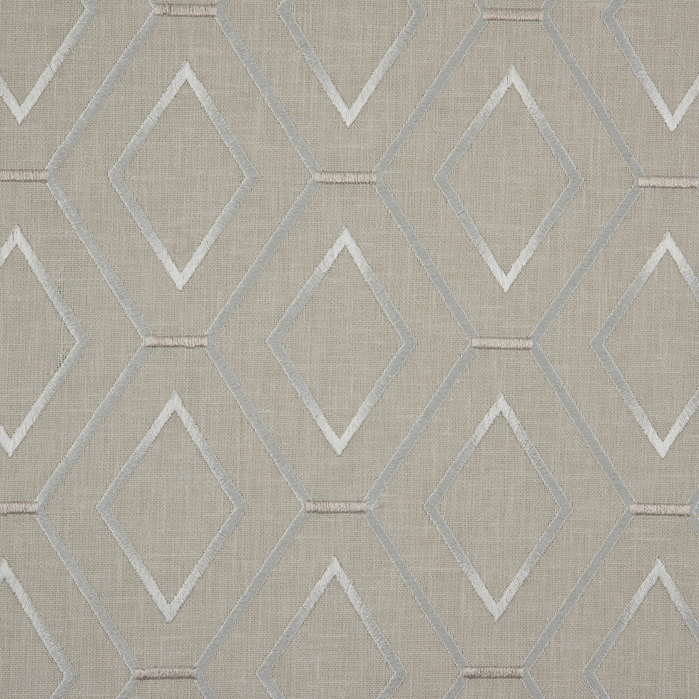 Parchment/Silver/Beige Geometric Embroidered Cotton Woven - Joann Fabrics