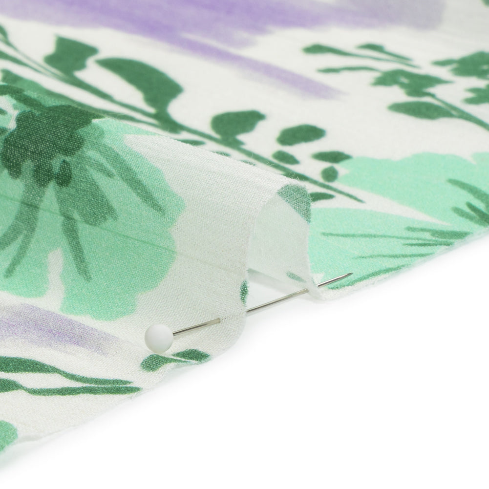 Crinkled Cotton Gauzy Woven Print - Lavender and Green Floral - Mood Exclusive Abundance Mindset - Joann Fabrics