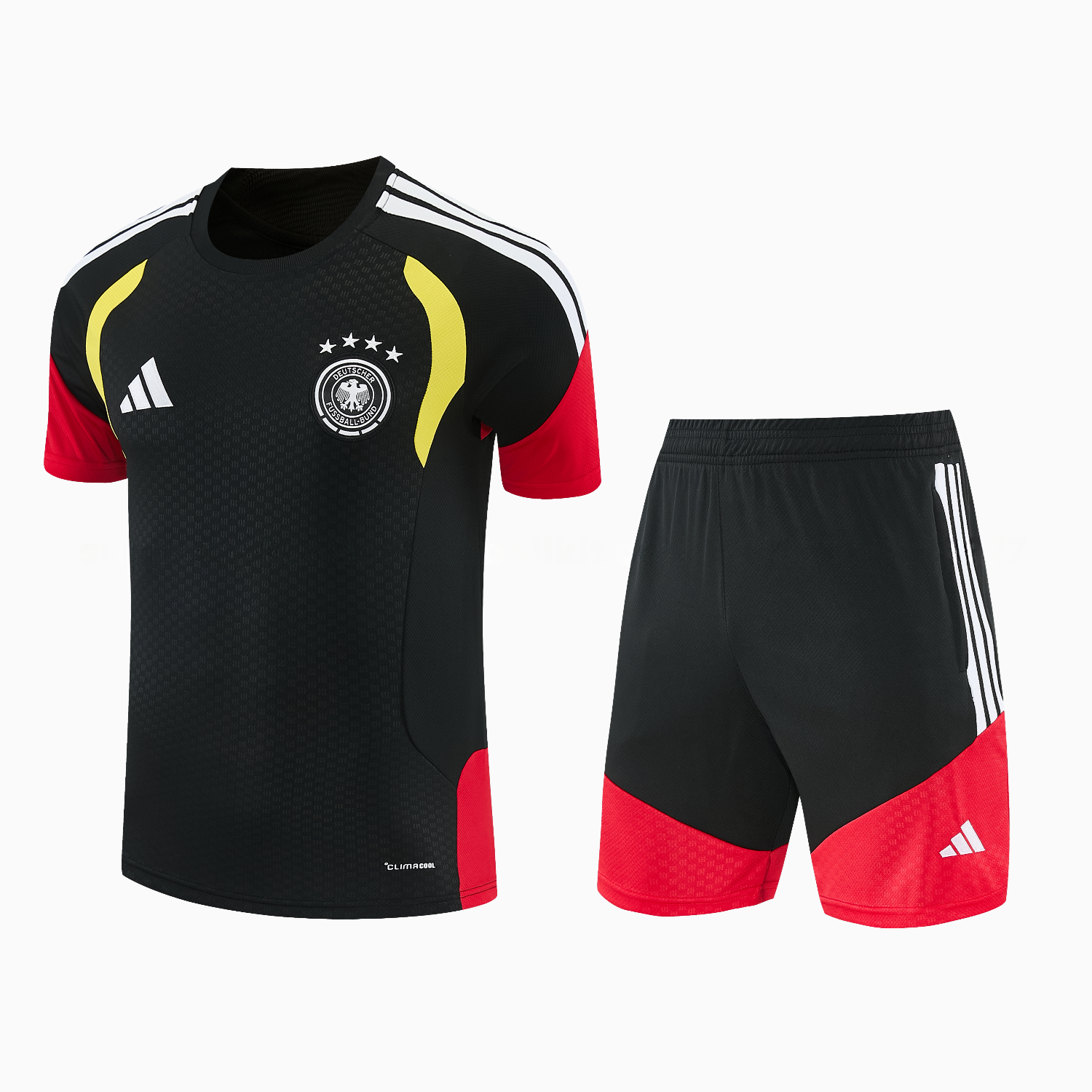 Germany 2026 Short-Sleeve Training Set - Black With Red Top & Black With Red Pants - UnitedFutballJersey