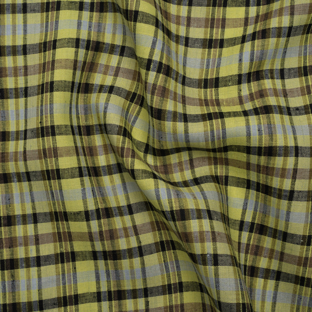 Medium Weight Linen Woven - Avocado Green, Black and Brown Plaid - Joann Fabrics