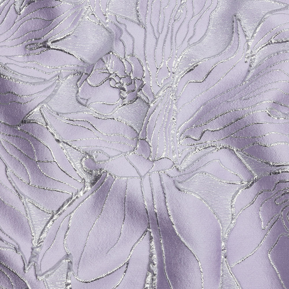 Metallic Silver and Lilac Outlined Florals Luxury Brocade - Joann Fabrics