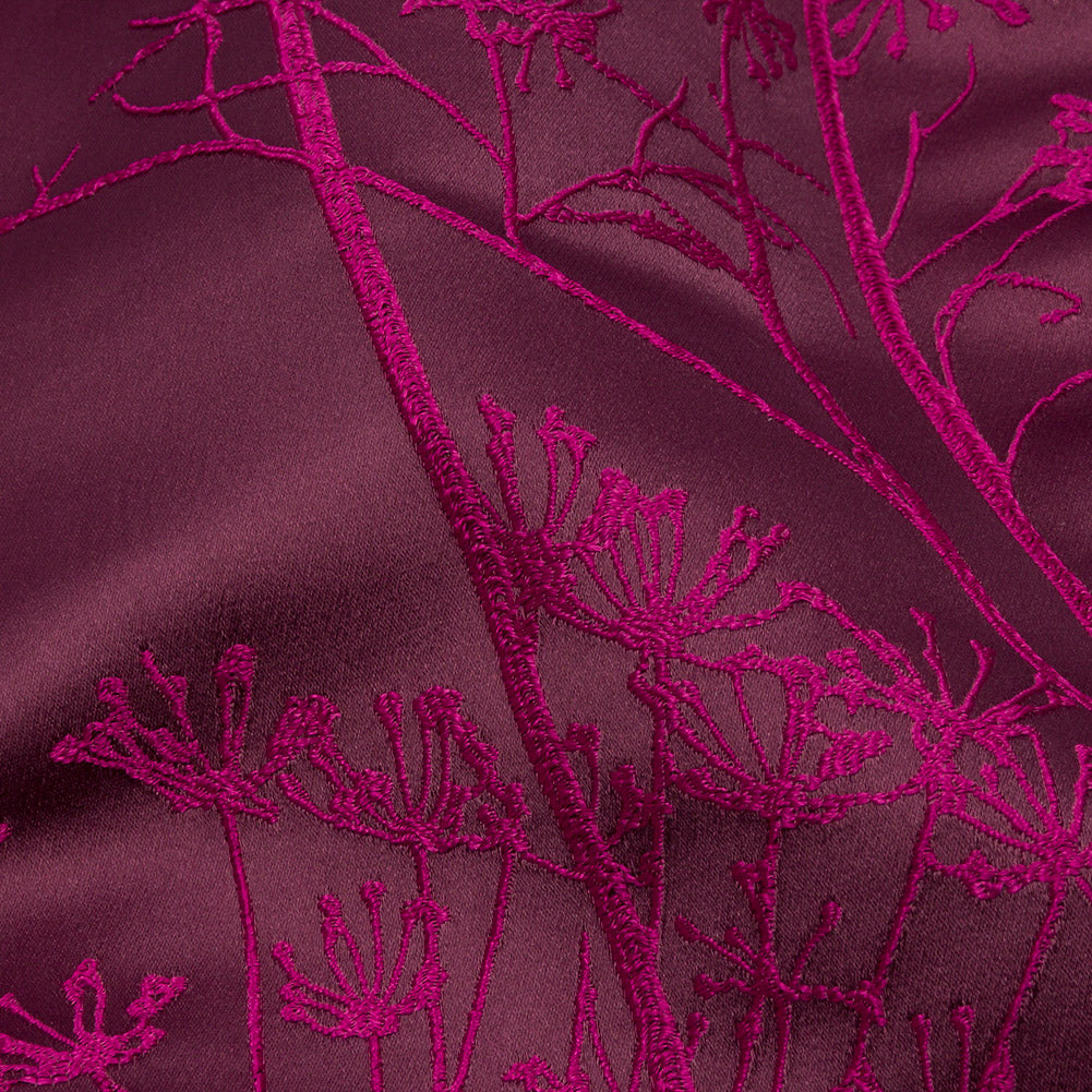 Satin-Faced Drapery Jacquard - Damson Fennel Flowers - British Imported - Joann Fabrics