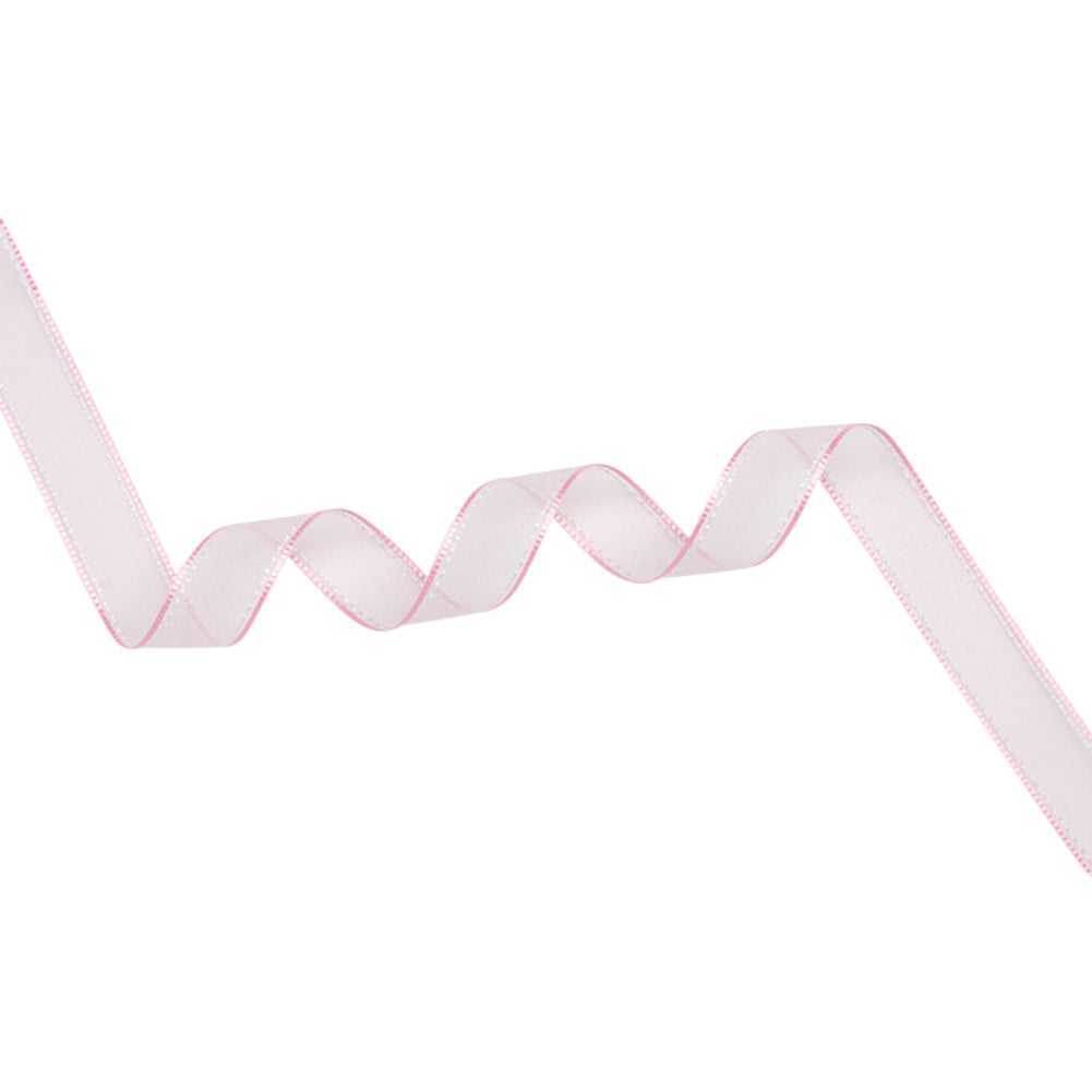 Sheer Ribbon with White Stitched Border - 0.75