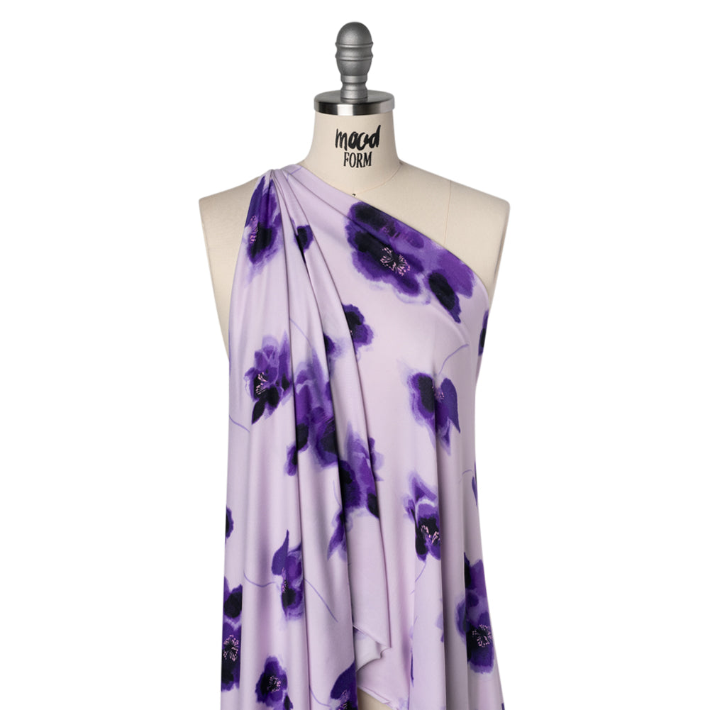 Stretch Polyester ITY Jersey - Purple and Lilac Painterly Florals - Deadstock - Joann Fabrics