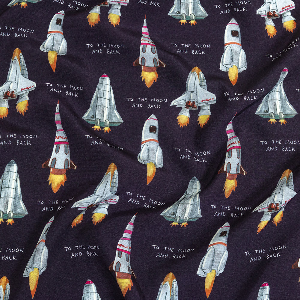 Mood Exclusive Evening Blue One Small Step Viscose Poplin - Joann Fabrics