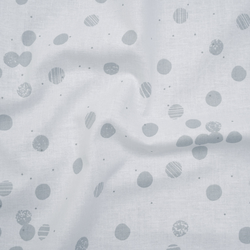 Printed Quilting Cotton by Ghazal Razavi for FIGO Studio - White Snow Textured Circles and Spots - Seasons Basics Collection - Joann Fabrics