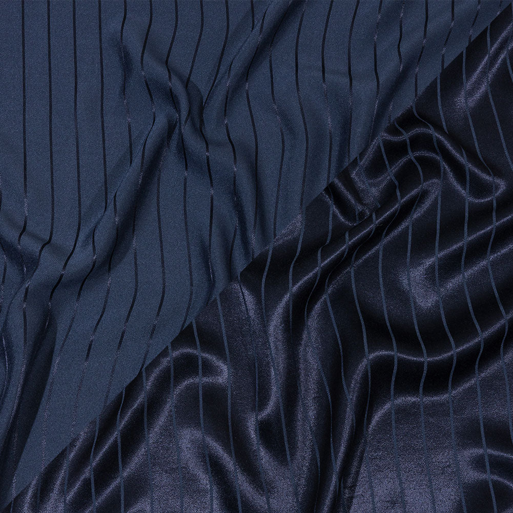 Balenciaga Italian Peacoat Tonal Satin Like Stripes Acetate and Viscose Jacquard - Joann Fabrics