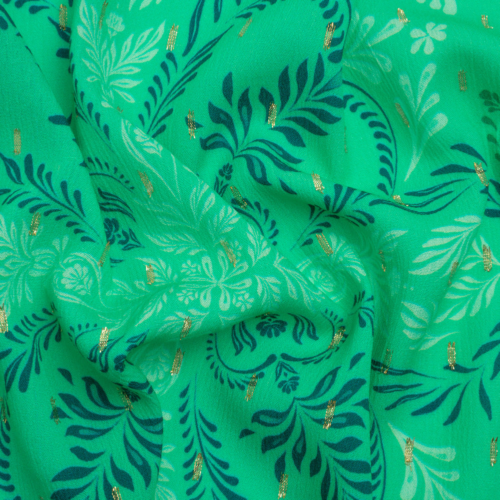 Mood Exclusive Aqua Synchronized Snapdragon Metallic Dotted Crinkled Viscose Crepe - Joann Fabrics