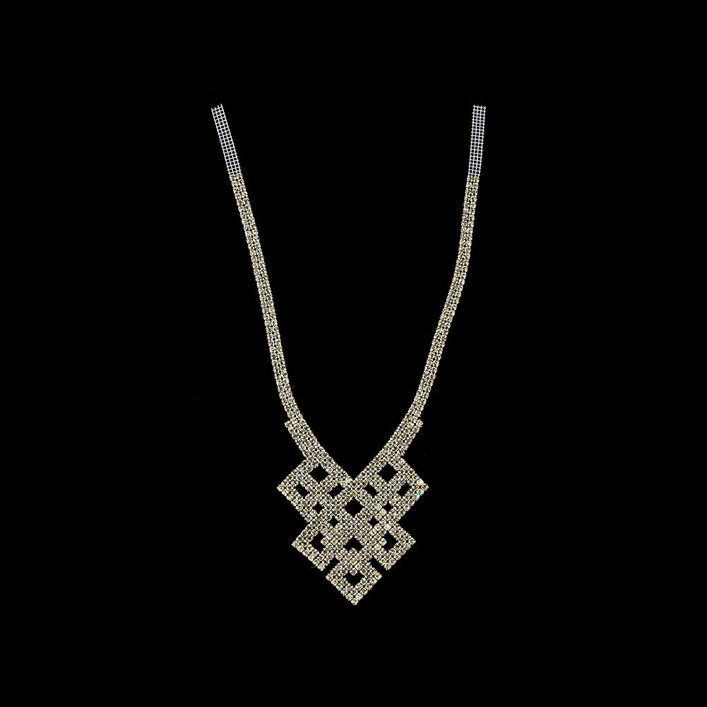 Vintage Fancy Czech Crystal Rhinestones Geometric Neckline Applique - 12.75