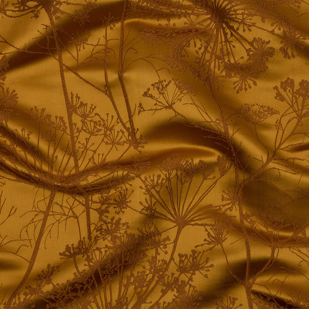 Satin-Faced Drapery Jacquard - Yellow Ochre Fennel Flowers - British Imported - Joann Fabrics