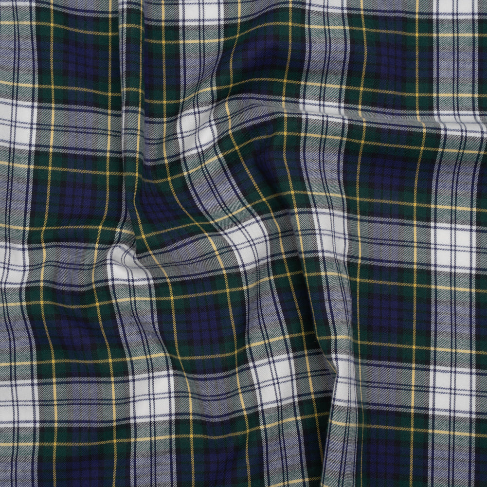 Brushed Cotton Twill Shirting - Blue, Green and Yellow Plaid - Designer Deadstock - Joann Fabrics