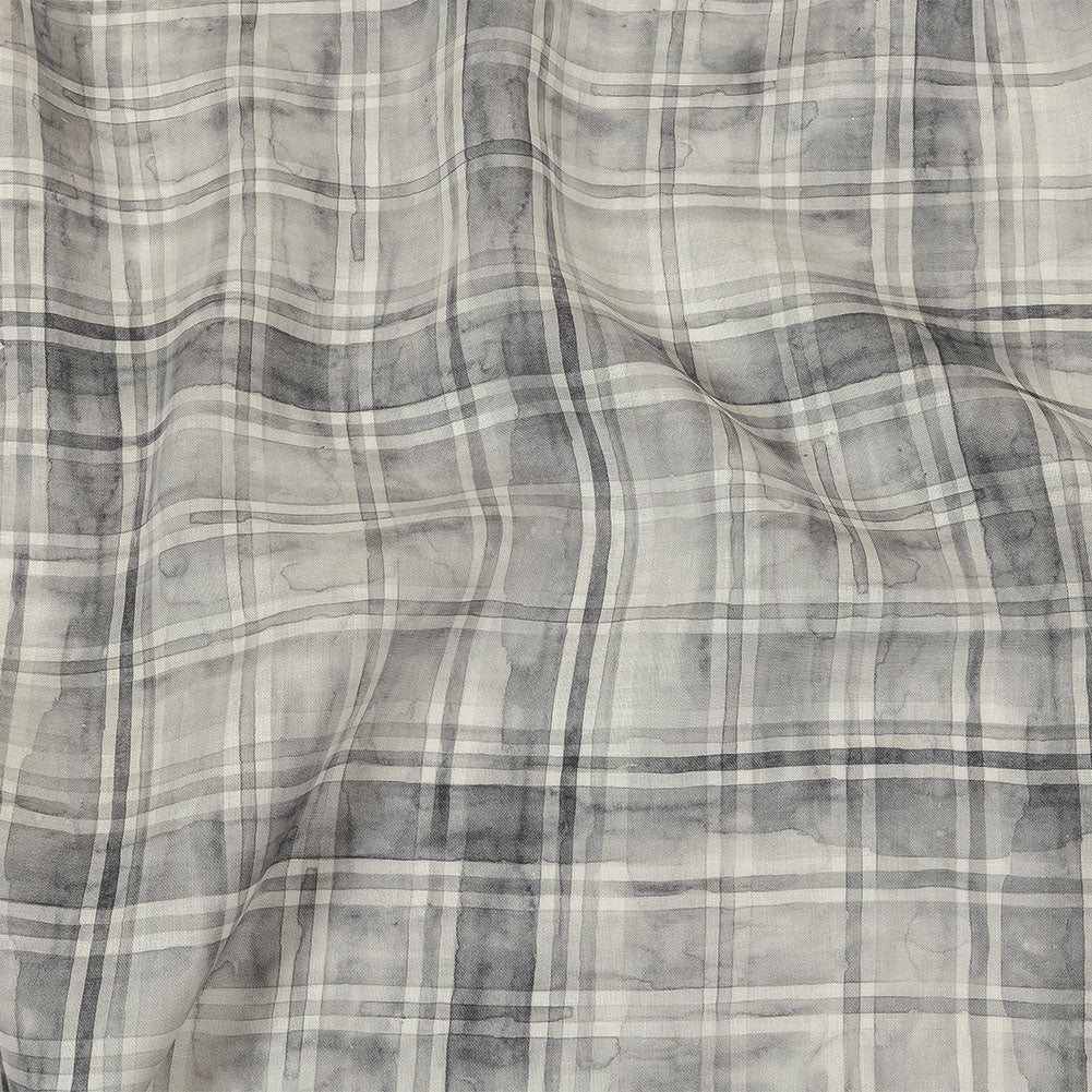 Gray and White Watercolor Plaid Medium Weight Linen Woven - Joann Fabrics
