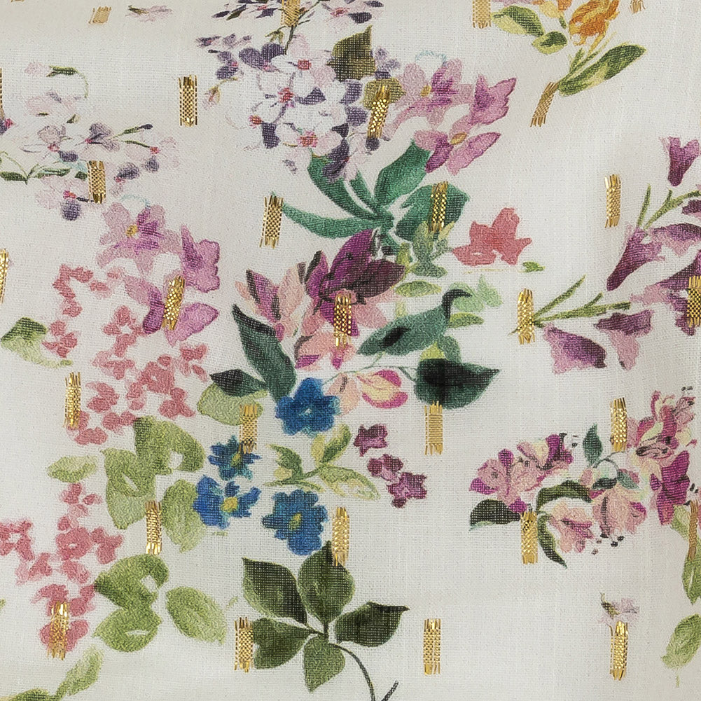 Cotton Voile Print with Metallic Dots - Off-White Floral - Mood Exclusive April Awakening - Joann Fabrics