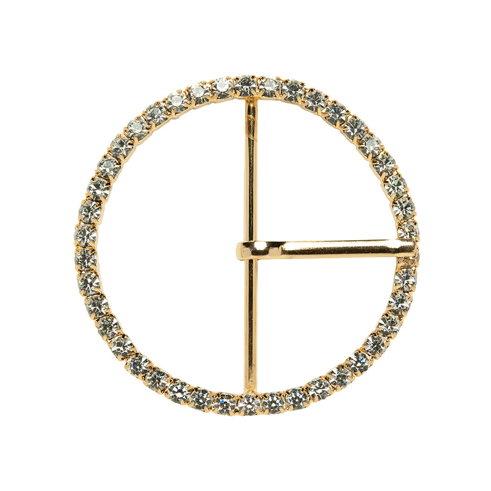 Swarovski Crystal and Gold Circular Rhinestone Buckle - 2.5