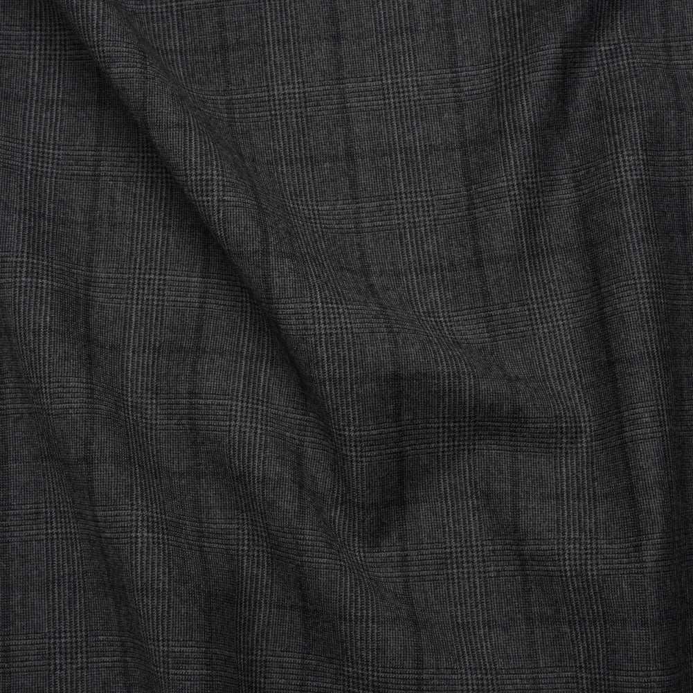 Super 130 Wool Suiting Made in Italy - Black and Gray Glen Plaid - Deadstock - Joann Fabrics
