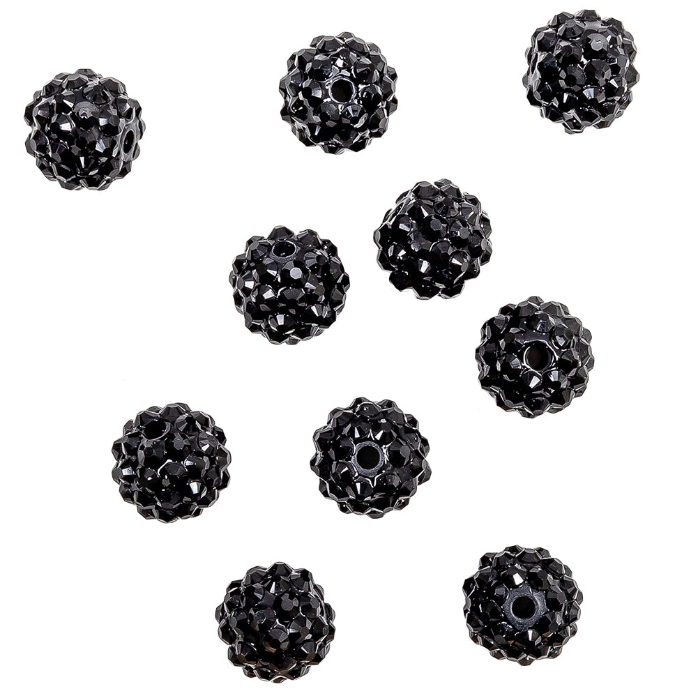 Black Rhinestone and Resin Faceted 14mm Beads - 10pc - Joann Fabrics