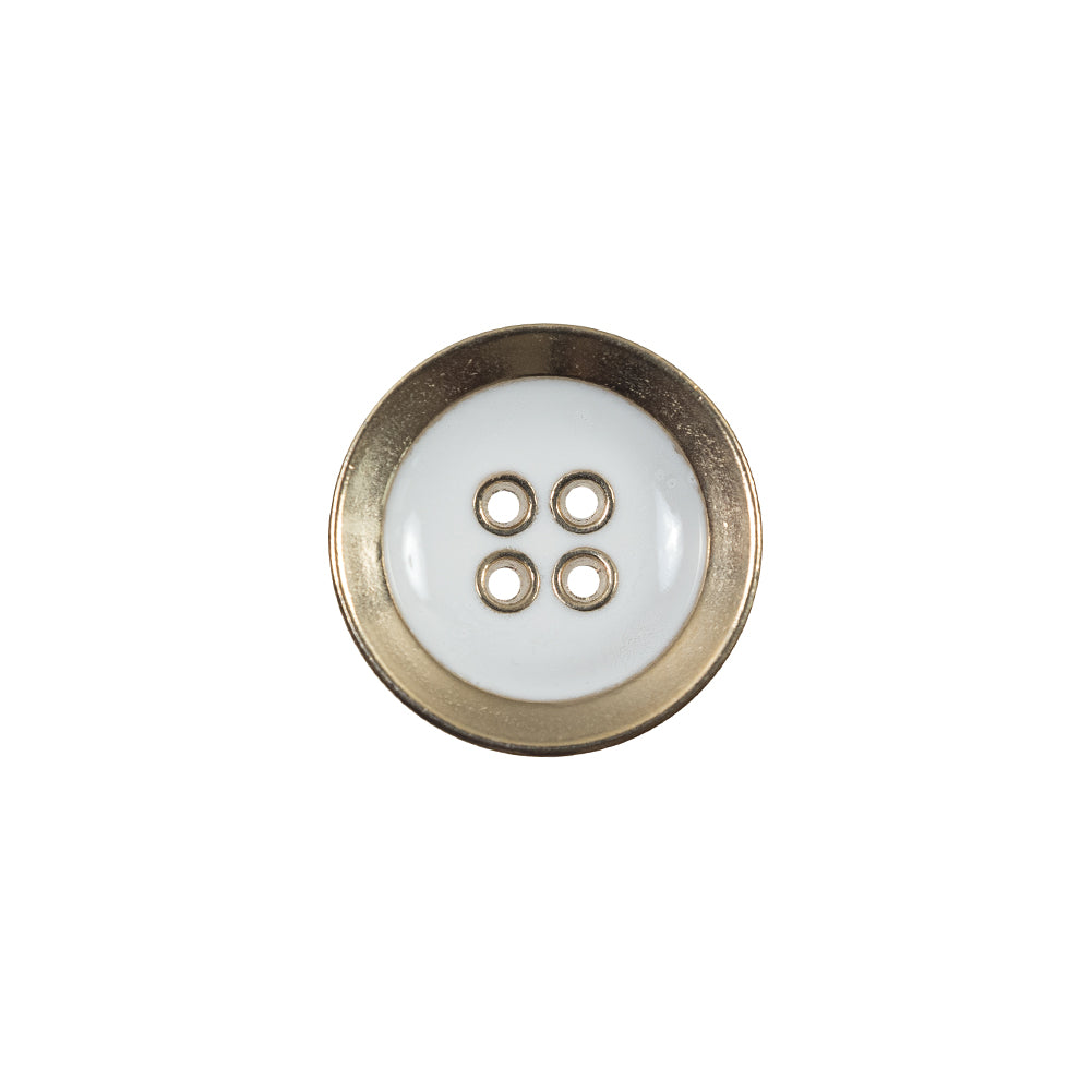 Italian White and Gold Metal 4-Hole Button - 24L/15mm - Joann Fabrics