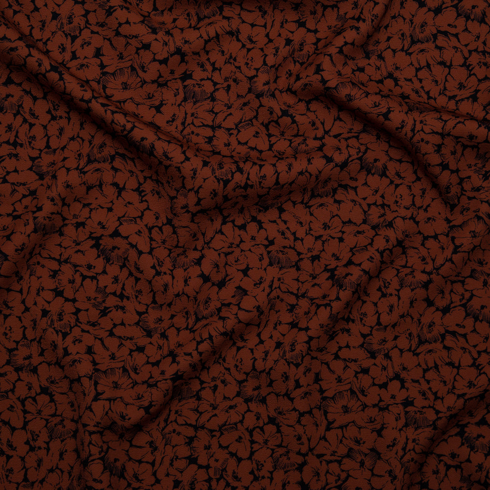 Stretch Polyester Crepe - Rust Floral - Poppy Paradise Print - Mood Exclusive Serengeti Collection - Joann Fabrics