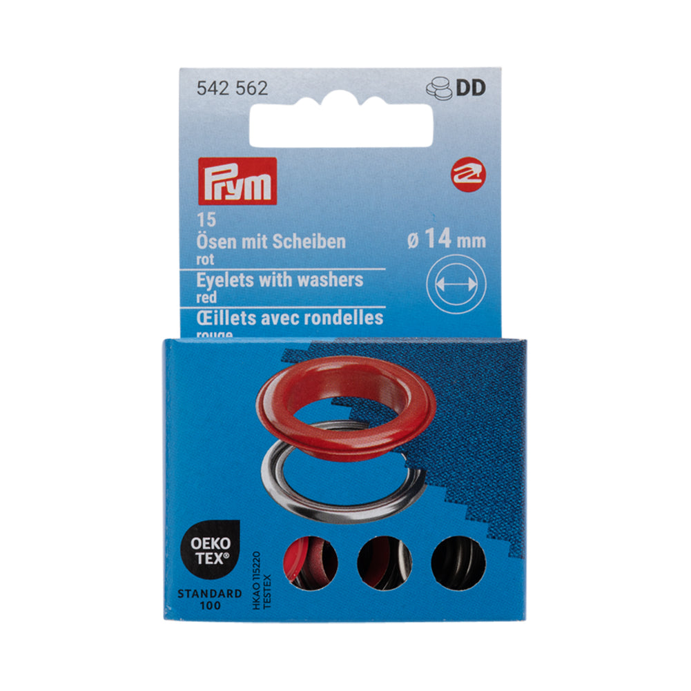 Prym Eyelets with Washers - Red 14mm - 15pc - Joann Fabrics