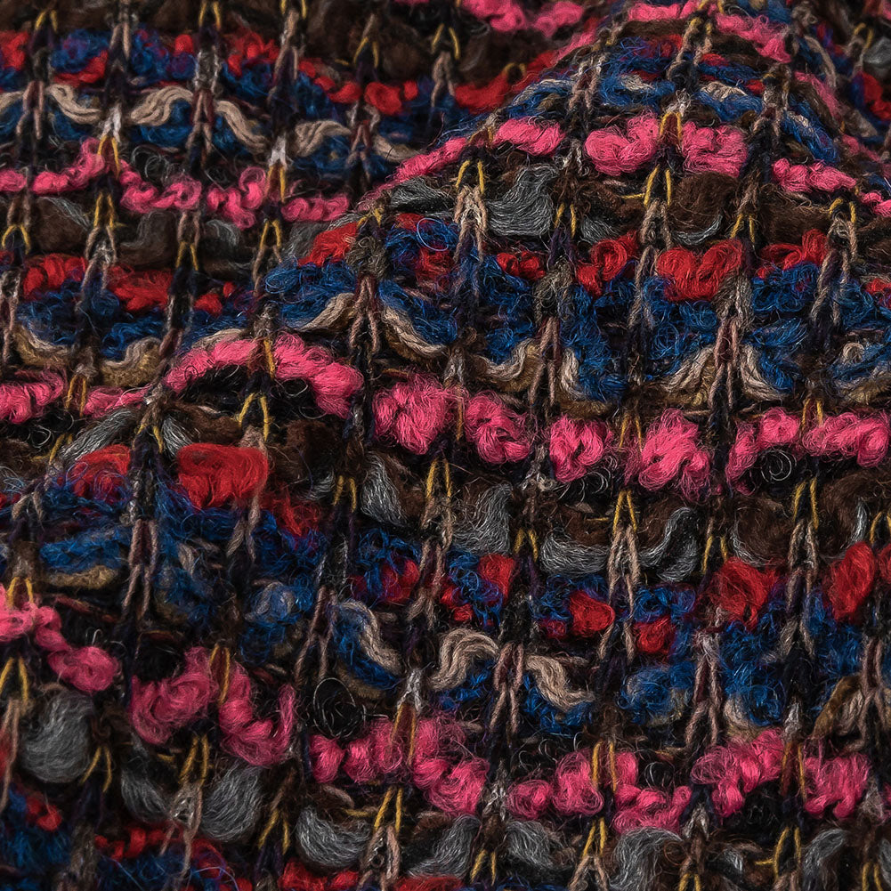 Italian Pink, Blue and Red Striped Boucle Blended Wool Sweater Knit - Joann Fabrics