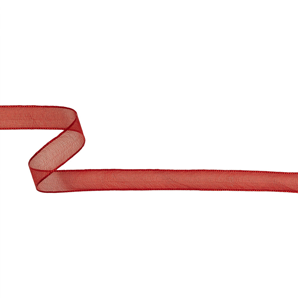 Red Shimmering Organza Ribbon with Woven Edges - 0.75