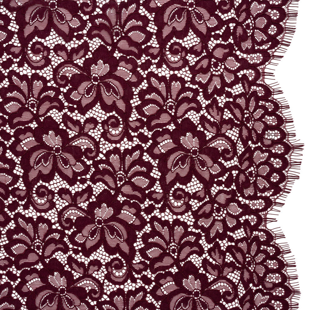 Corded Lace Panel with Petal Scalloped And Fringed Edges - Burgundy Floral - Joann Fabrics