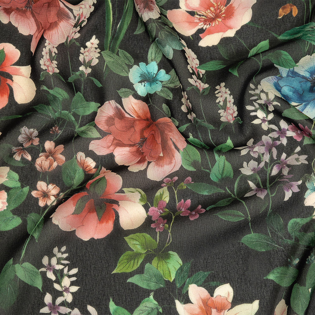 Mood Exclusive Black O'Keefe's Orchids Viscose Georgette - Joann Fabrics
