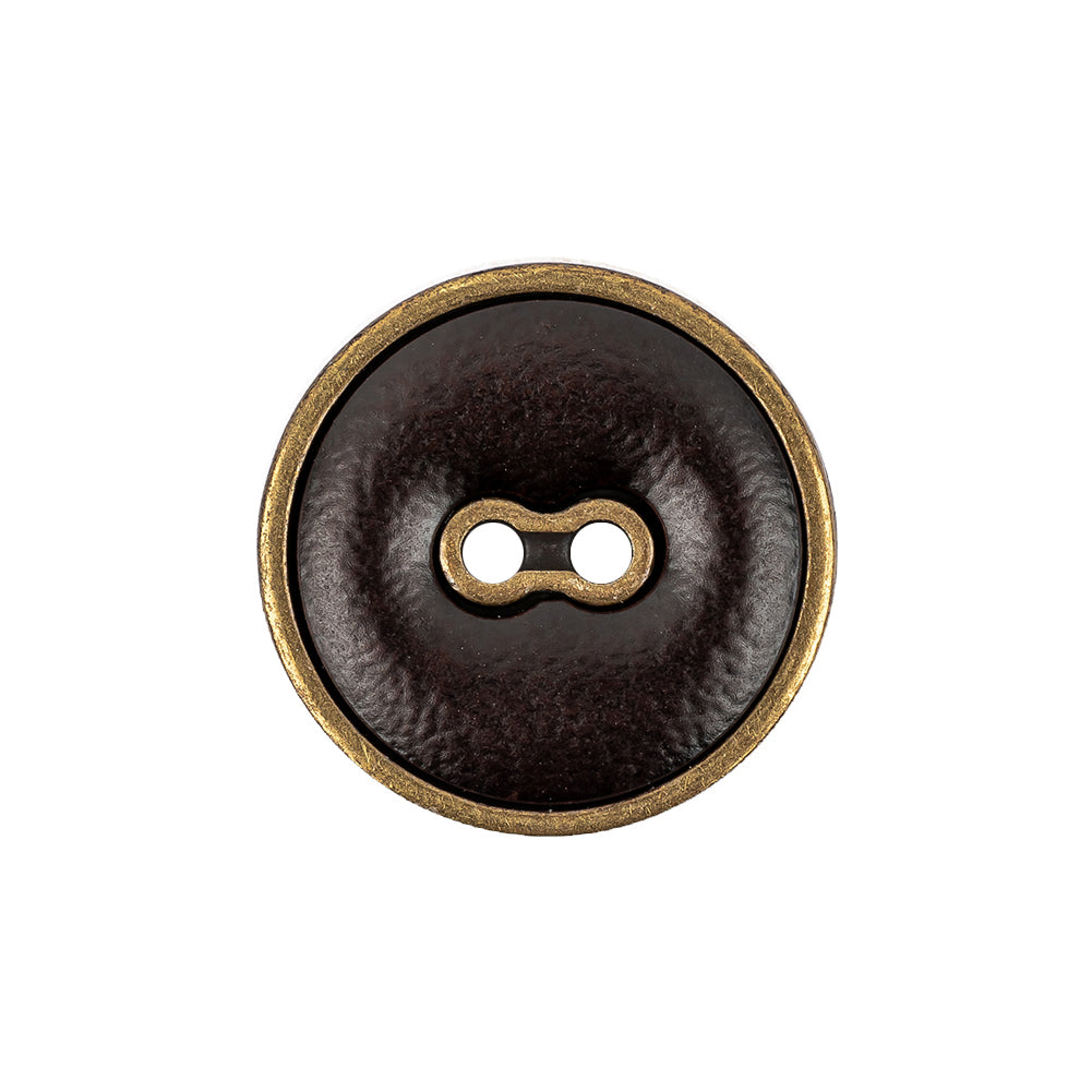 Italian Seal Brown and Brass Metal and Leatherette Button - 36L/23mm - Joann Fabrics