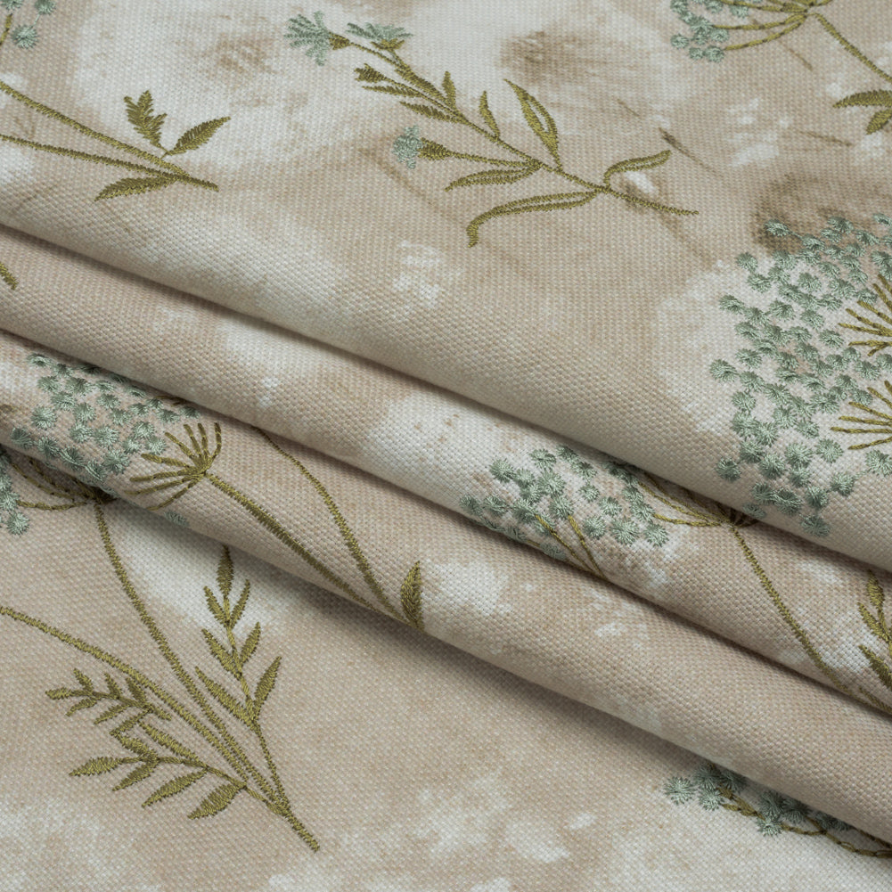 Cotton Canvas Print with Floral Embroidery - Opal Tie Dye Spots - British Imported - Joann Fabrics