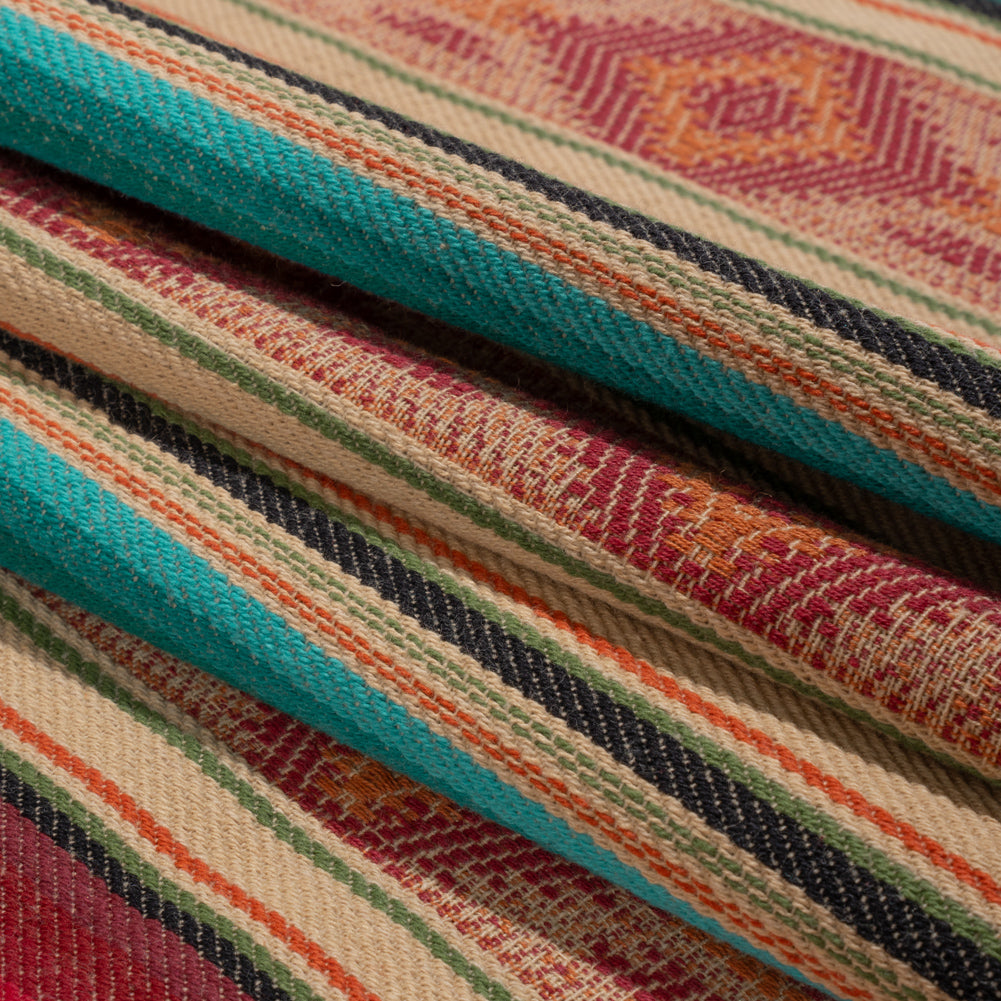 Arizona Red, Beige and Turquoise Diamond and Ombre Stripes Cotton Twill - Joann Fabrics