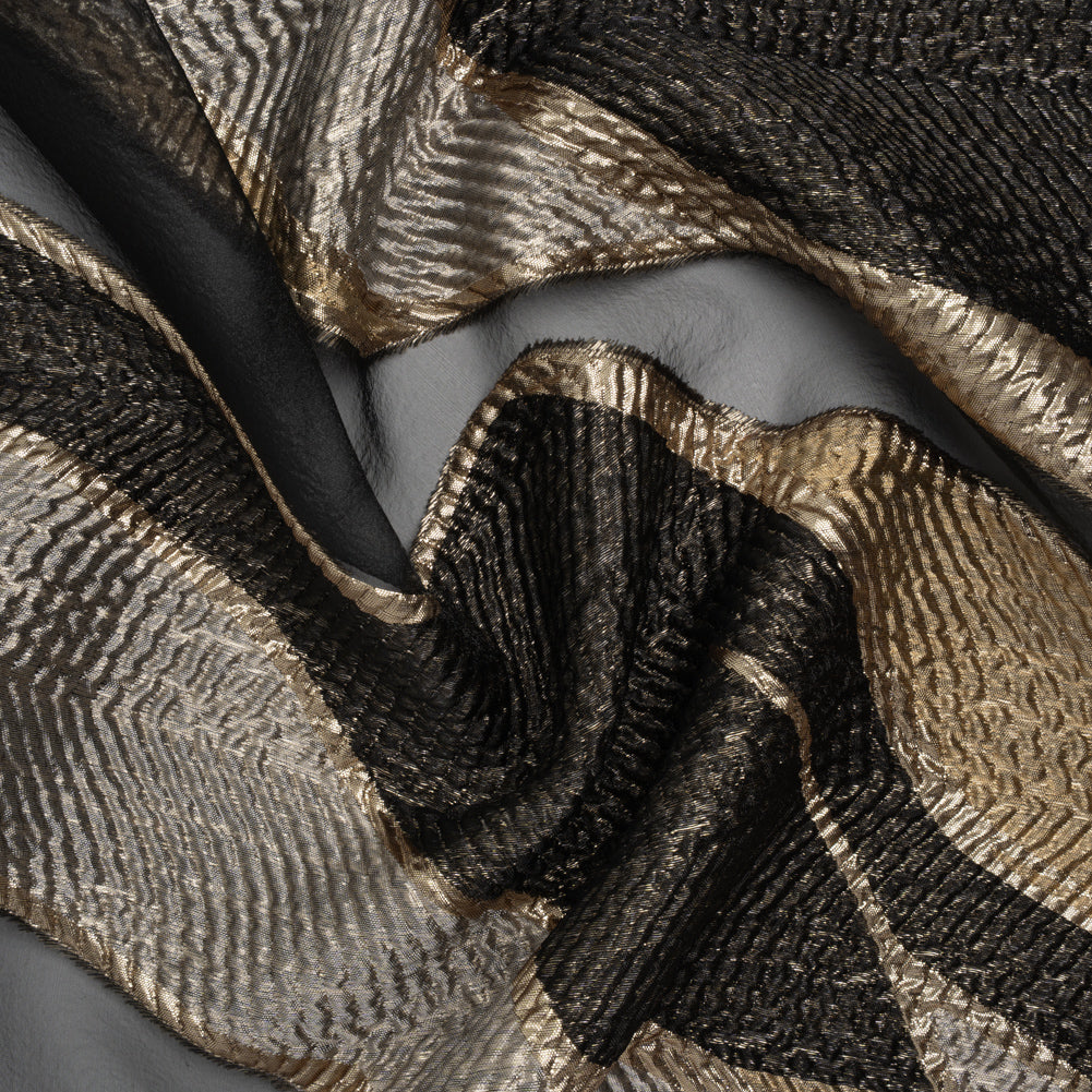 Metallic Rayon and Polyester Burnout Brocade - Gold, Gray and Black Soft Geometric Abstract - Joann Fabrics