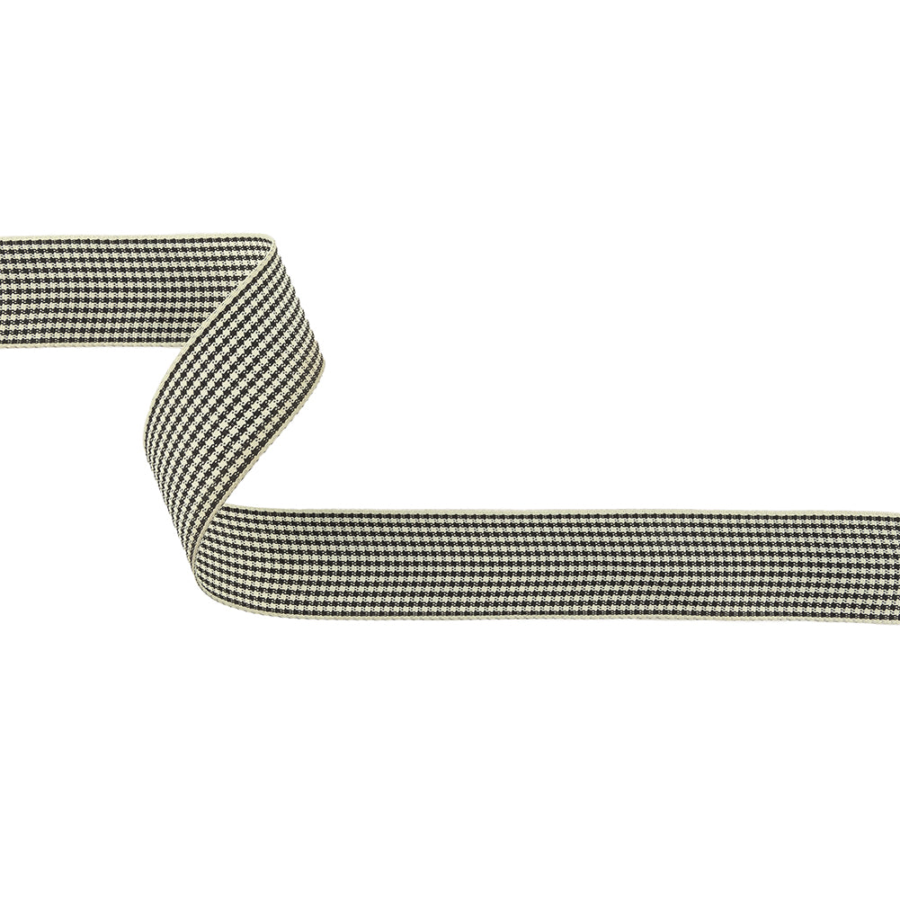 Black and Cream Houndstooth Check Woven Ribbon - 1
