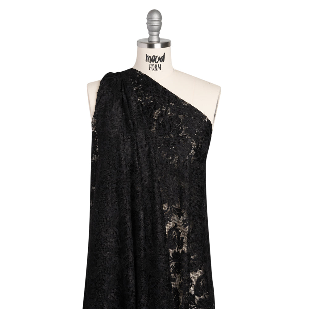 Stretch Raschel Lace with Finished Edges - Black Ornate Floral - Joann Fabrics