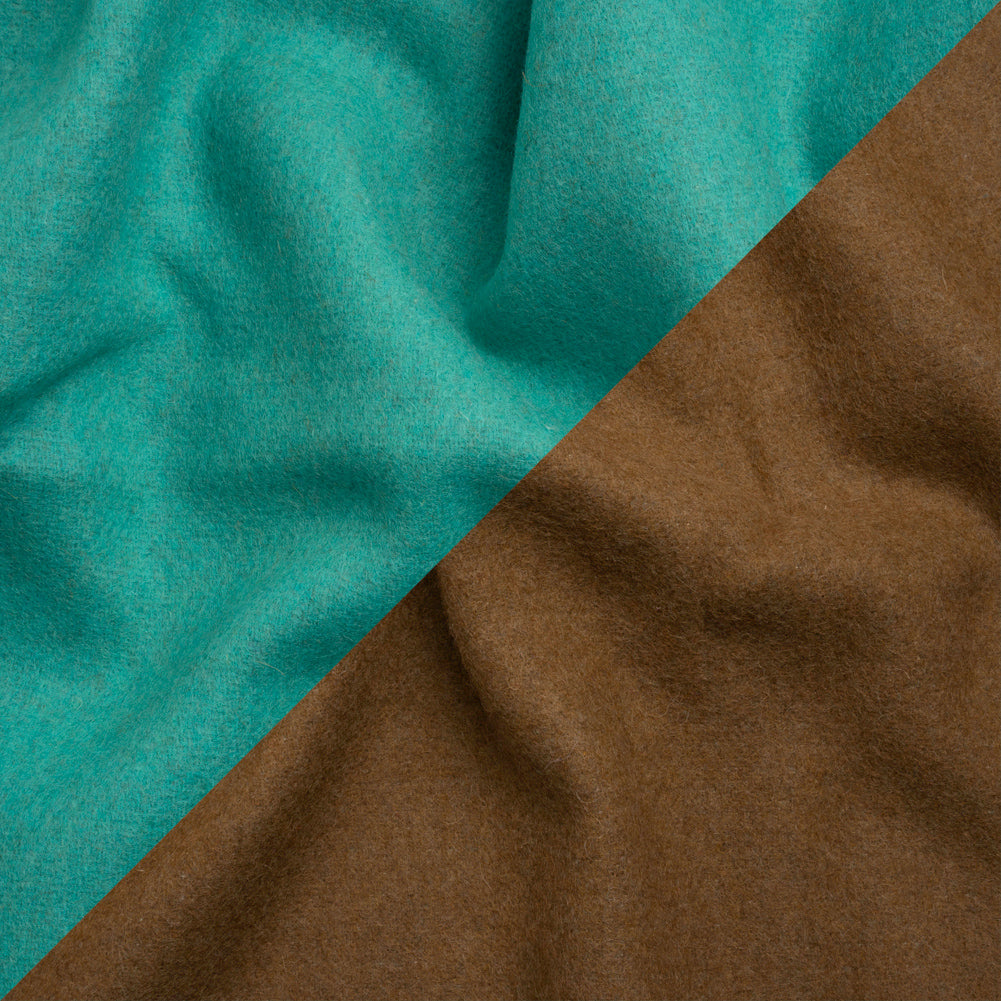 Italian Camel and Aqua Brushed Wool and Polyester Double Cloth Coating - Joann Fabrics
