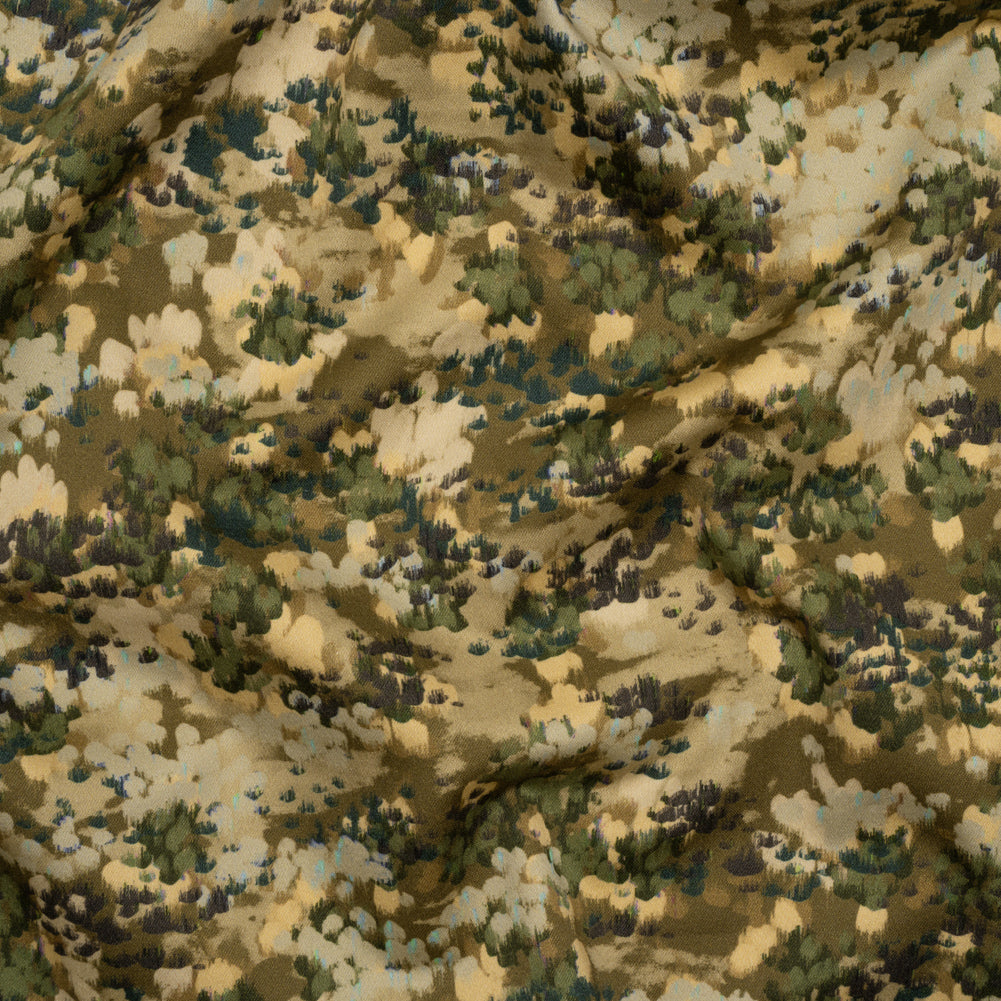 Stretch Cotton Sateen - Olive, Green and Beige Abstract Dots - Forest Lookout Print - Mood Exclusive Acadia Collection - Joann Fabrics