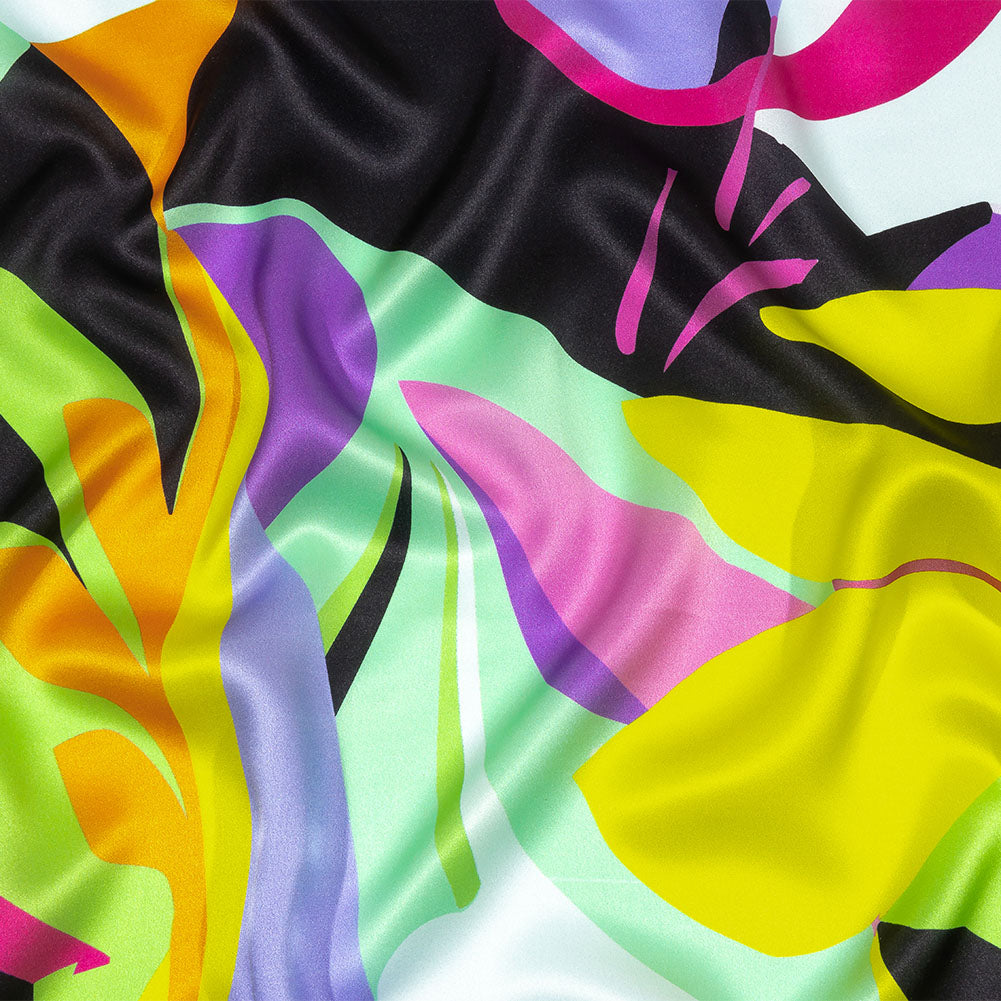 Italian Seafoam, Purple and Yellow Bold Naturals Silk Charmeuse - Joann Fabrics