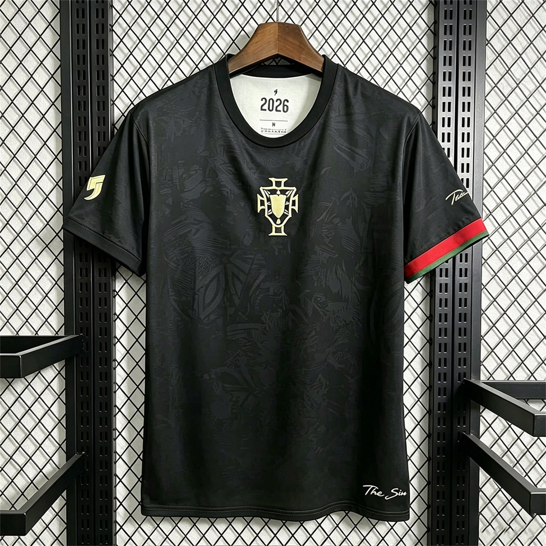 Portugal 2026 Black With Subtle Pattern Special Jersey - Fans Version - UnitedFutballJersey