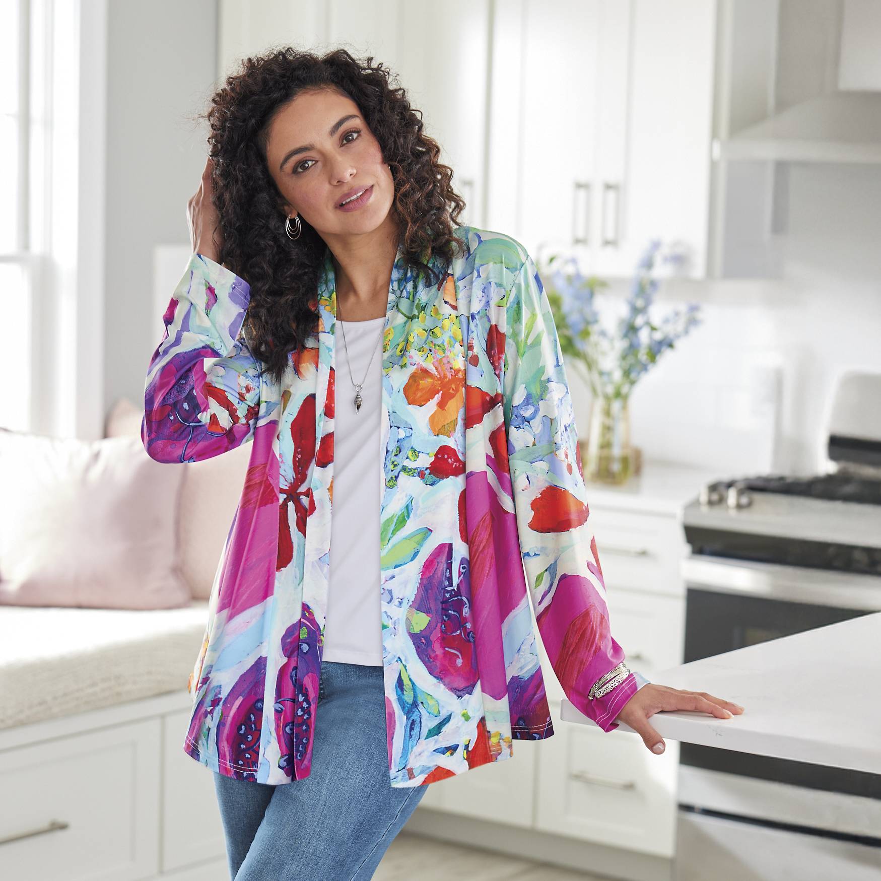 Claire Desjardins Wearable Art Silky Knit Jacket, Pockets - Northstyle Catalog