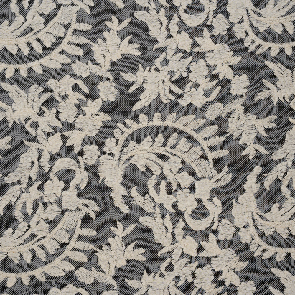 Embroidered Lace - Ivory Floral Crescents - Deadstock - Joann Fabrics