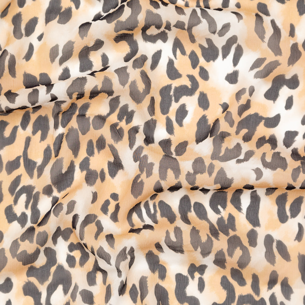 Chocolate Torte, Toffee Brown and Simply Taupe Leopard Printed Crinkled Silk Chiffon - Joann Fabrics