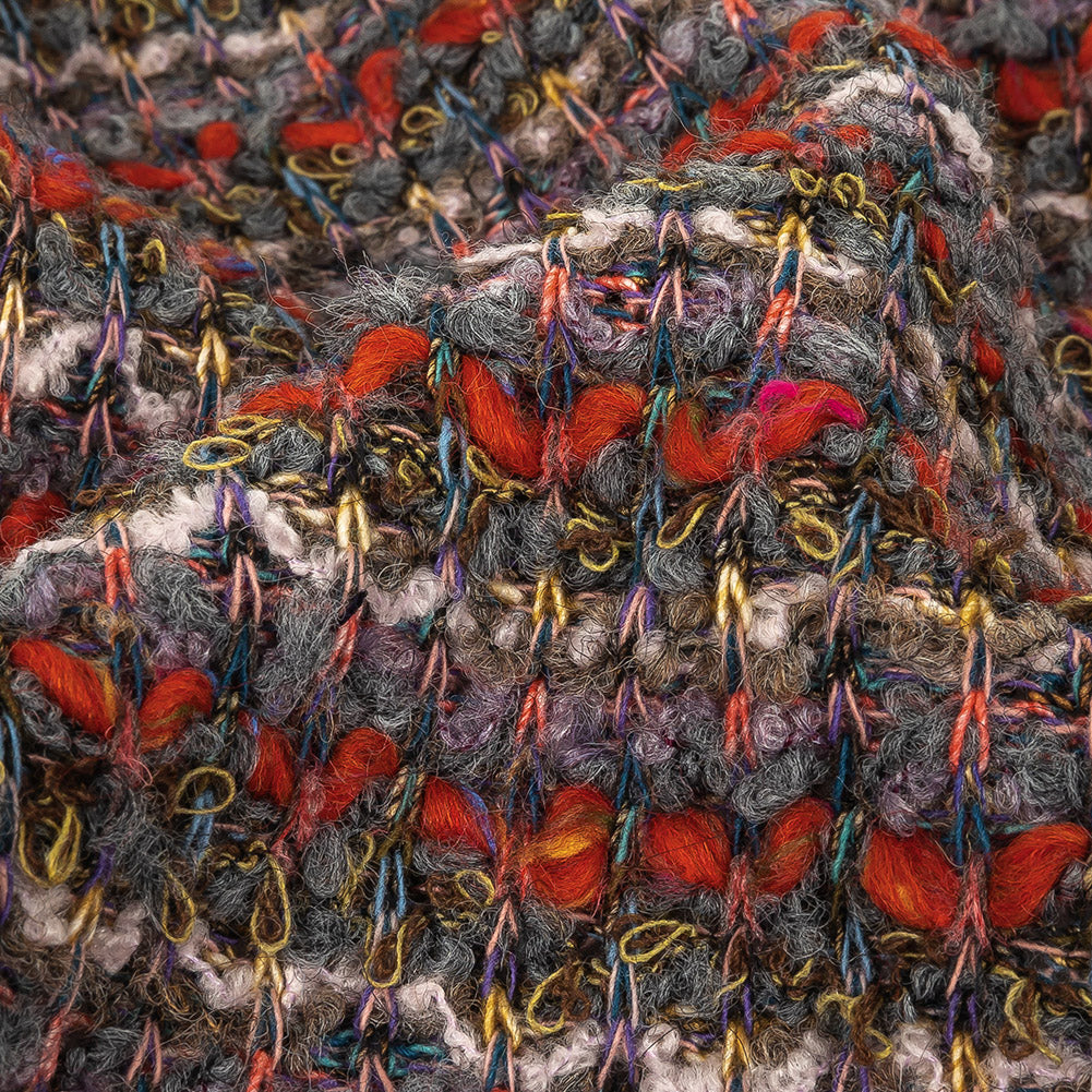 Red, Gray, and Yellow Striped Loopy Chunky Sweater Knit - Joann Fabrics
